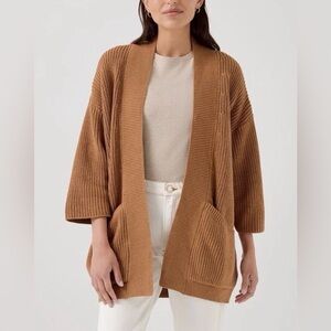 Pact Organic Cotton Women's Camel Luxe Knit Open Coatigan SZ XS/S Runs Big NWT